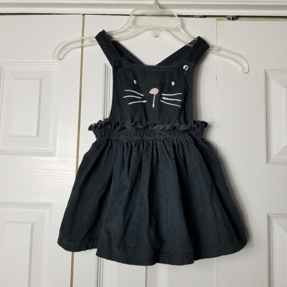 F&F Corduroy Jumper Dress Embroidered Cat Design
